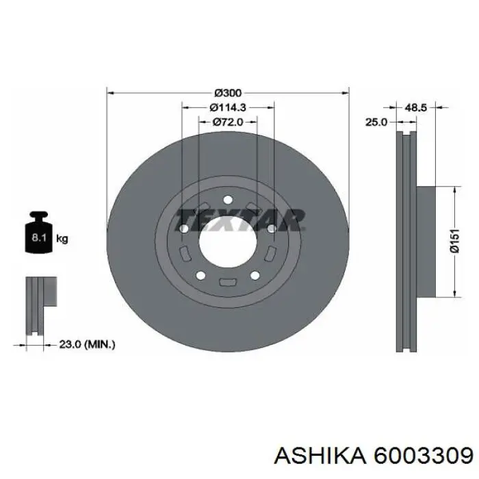 6003309 Ashika disco de freno delantero