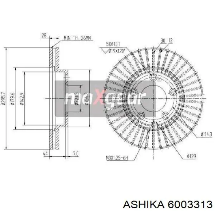 6003313 Ashika freno de disco delantero