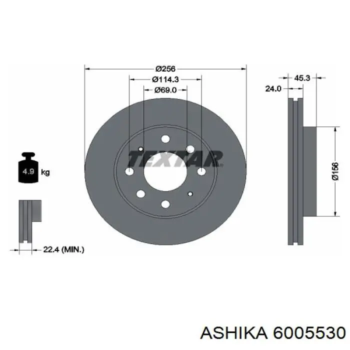 60-05-530 Ashika freno de disco delantero