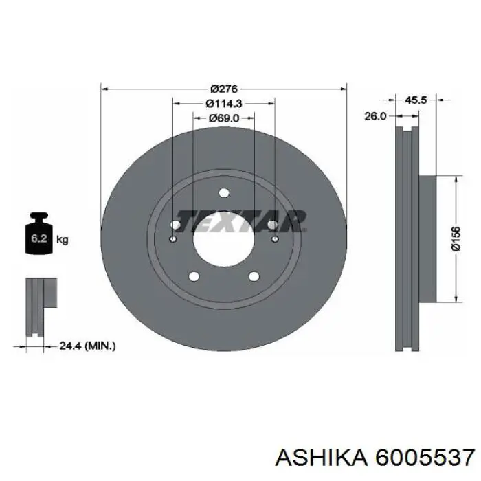 6005537 Ashika freno de disco delantero