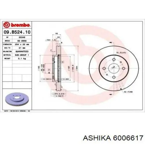 6006617 Ashika freno de disco delantero