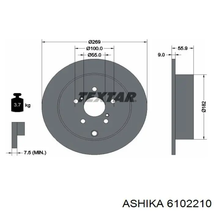 Disco de freno trasero Toyota Prius NHW20