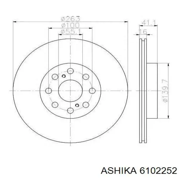 6102252 Ashika disco de freno trasero