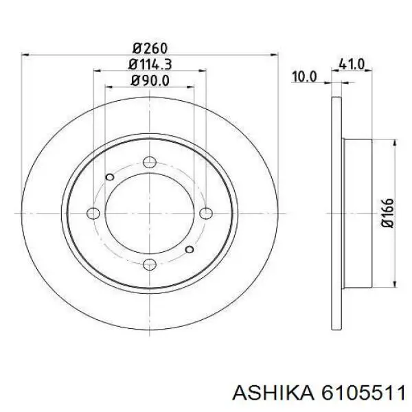6105511 Ashika disco de freno trasero