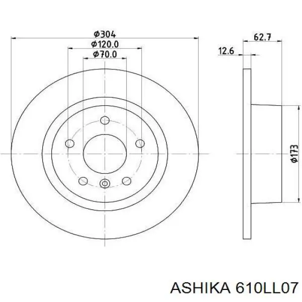 610LL07 Ashika disco de freno trasero