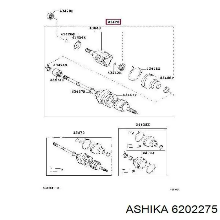 62-02-275 Ashika árbol de transmisión delantero izquierdo