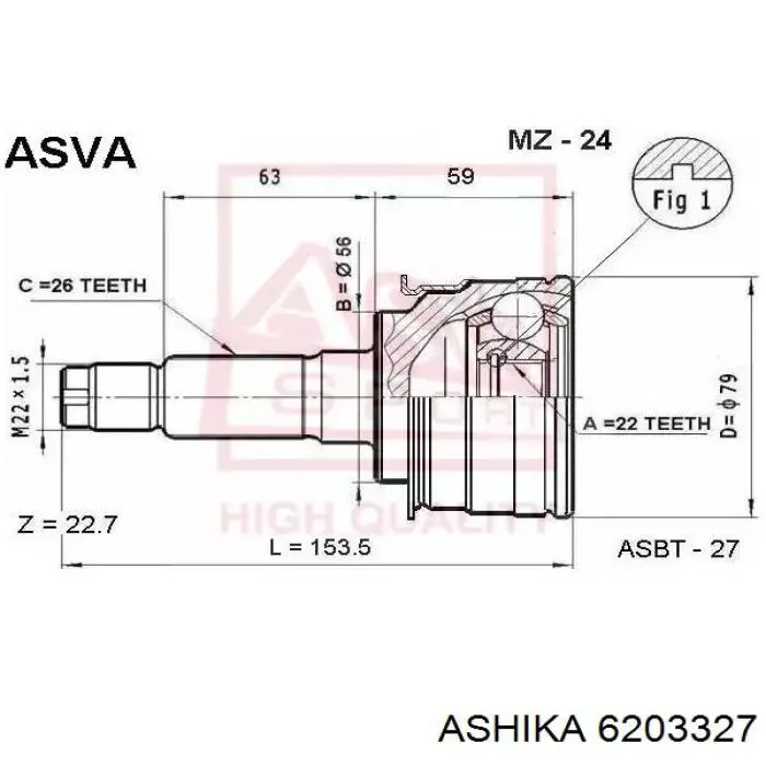 62-03-327 Ashika junta homocinética exterior delantera