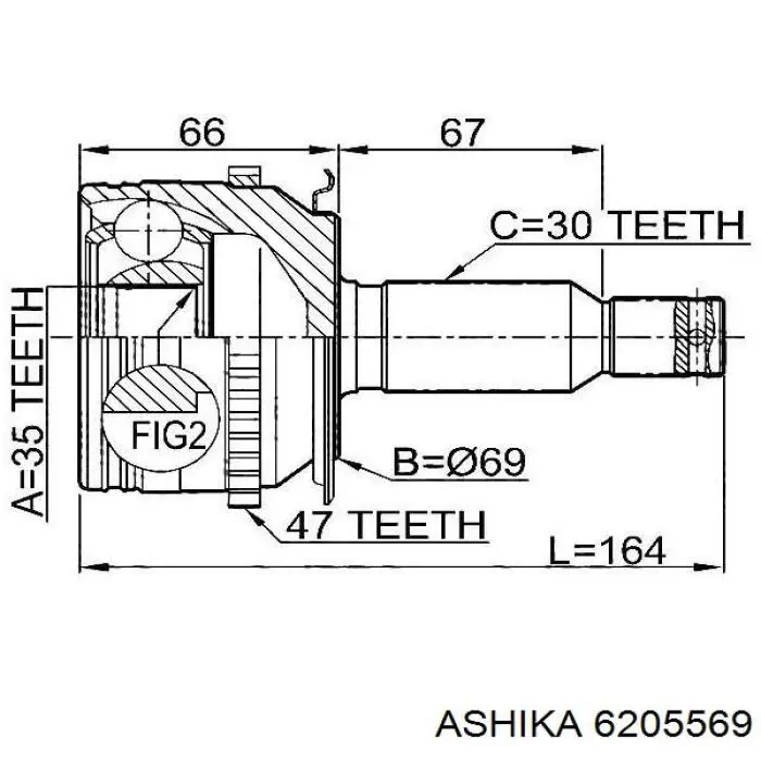 Junta homocinética exterior delantera Ashika 6205573 precio, desde 61,63 EUR