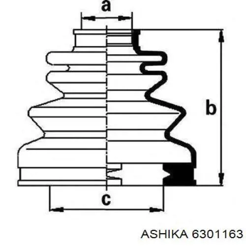 63-01-163 Ashika fuelle, árbol de transmisión delantero interior