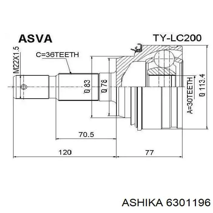 Fuelle semieje delantero exterior Ashika 6301196