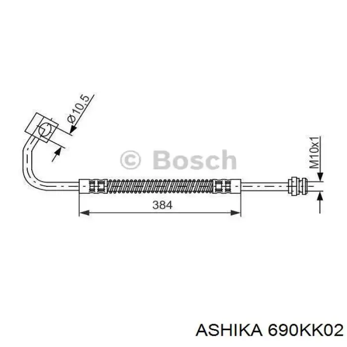 69-0K-K02 Ashika tubo flexible de frenos delantero izquierdo