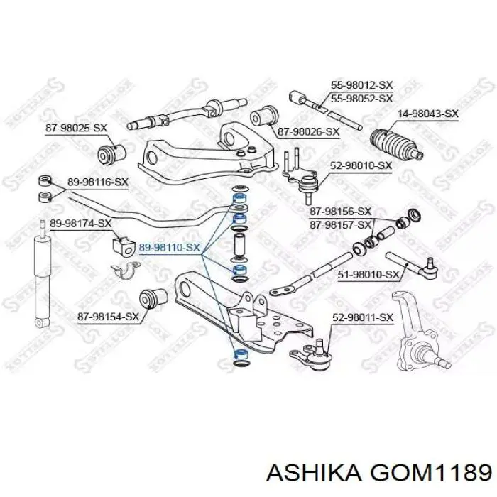 GOM-1189 Ashika casquillo de barra estabilizadora delantera