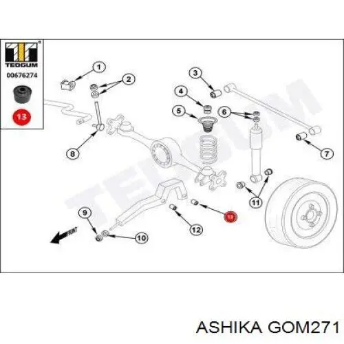 GOM-271 Ashika suspensión, brazo oscilante, eje trasero, inferior