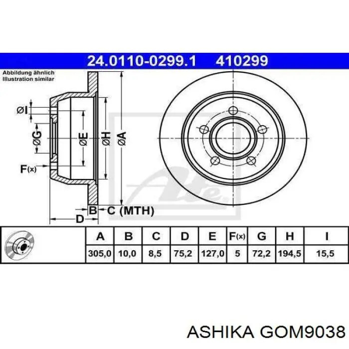 GOM9038 Ashika Silentblock del brazo superior de suspensión trasera