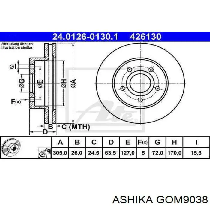 Silentblock del brazo superior de suspensión trasera GOM9038 Ashika