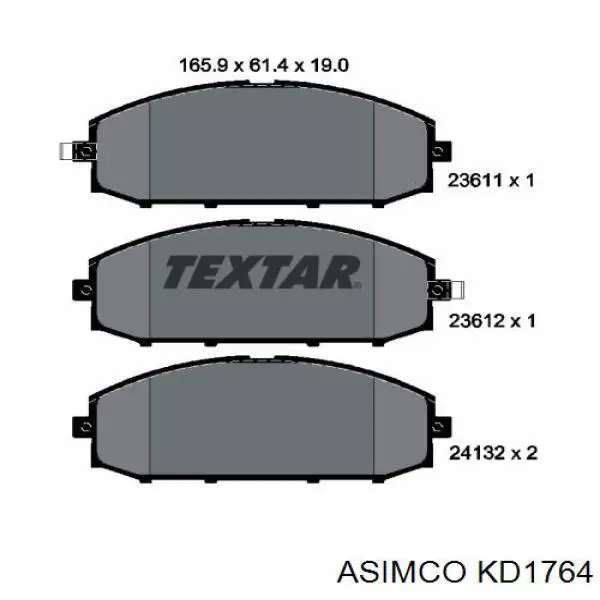 KD1764 Asimco pastillas de freno delanteras