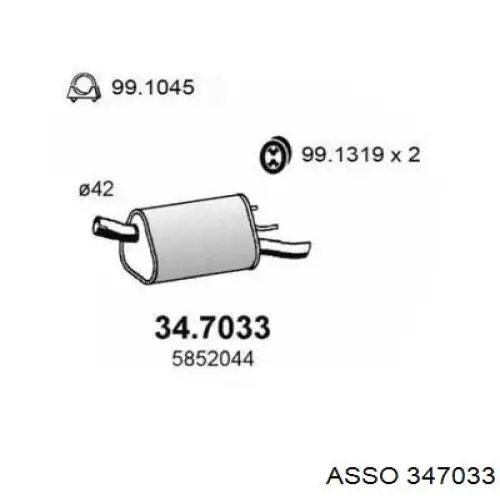 Silenciador trasero Asso 347033 precio, desde 57,66 EUR