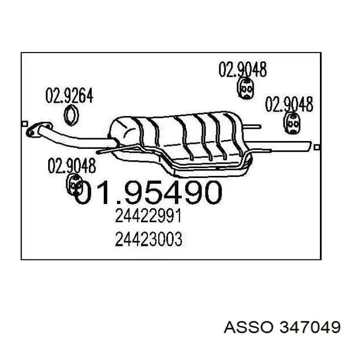 347049 Asso silenciador posterior