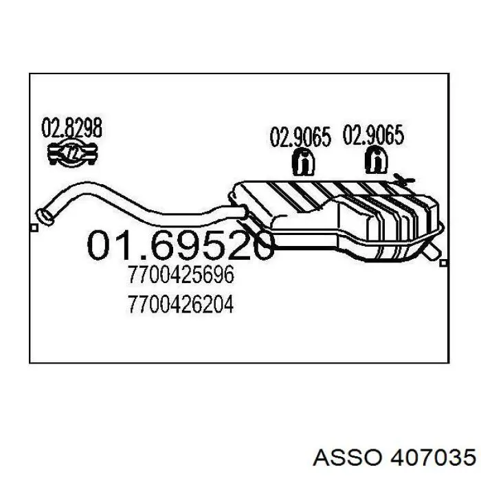 40.7035 Asso silenciador posterior