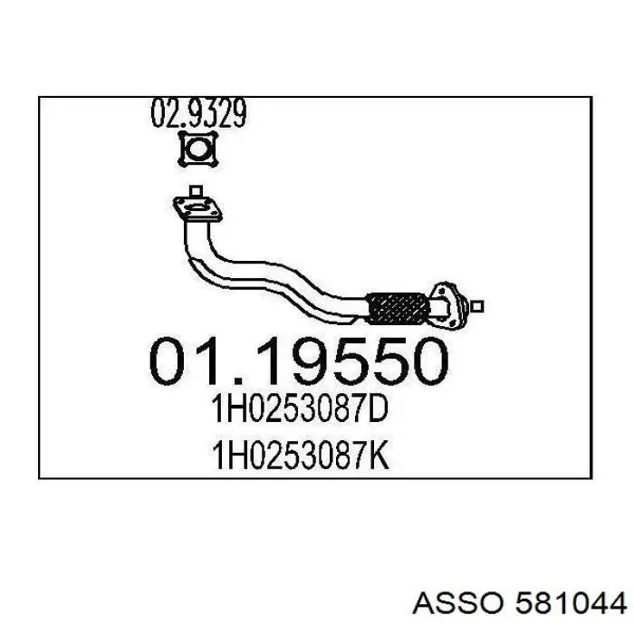 58.1044 Asso tubo de admisión del silenciador de escape delantero