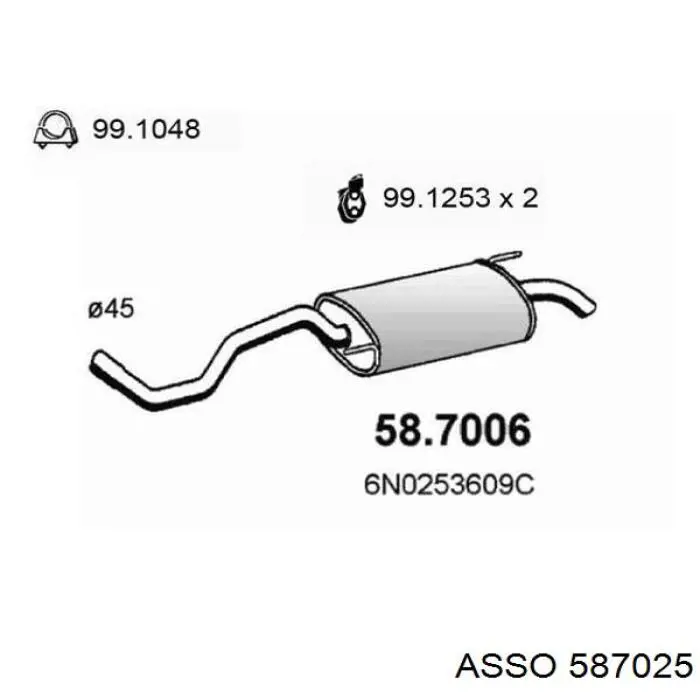 58.7025 Asso silenciador posterior
