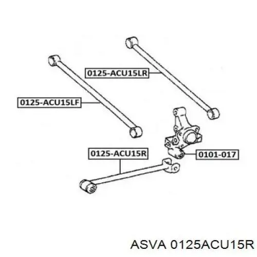 0125-ACU15R Asva barra de dirección, eje trasero