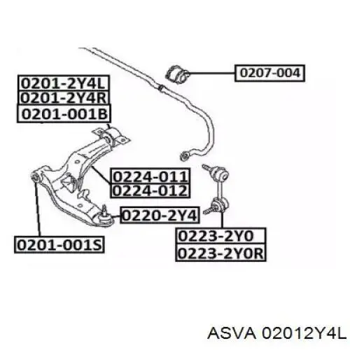 02012Y4L Asva silentblock de suspensión delantero inferior