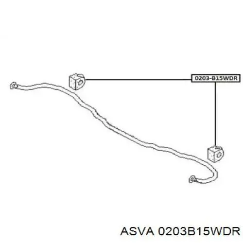 0203B15WDR Asva casquillo de barra estabilizadora trasera