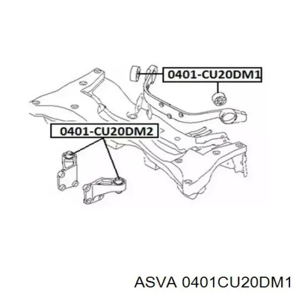 0401CU20DM1 Asva silentblock,suspensión, cuerpo del eje trasero, trasero