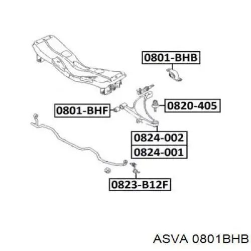 0801BHB Asva silentblock de suspensión delantero inferior