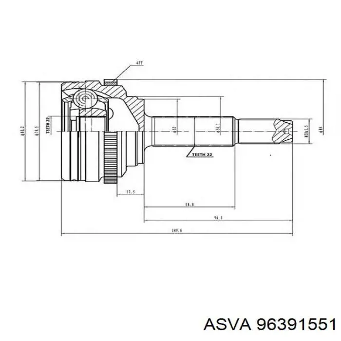 Junta homocinética exterior delantera Chevrolet Aveo 2 T250, T255