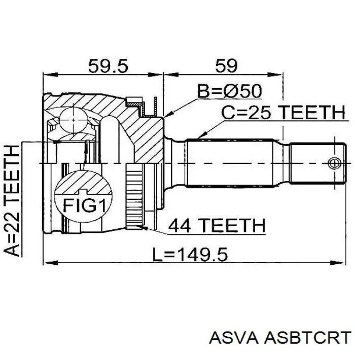 ASBT-CRT Asva fuelle, árbol de transmisión exterior derecho