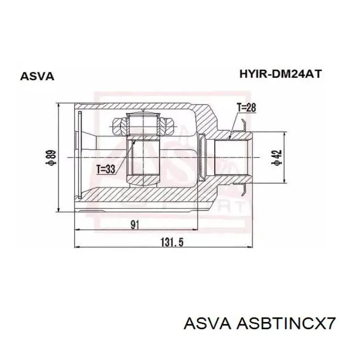 ASBTINCX7 Asva fuelle, árbol de transmisión delantero interior