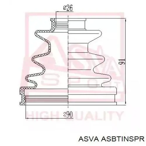 ASBTINSPR Asva fuelle, árbol de transmisión delantero interior izquierdo