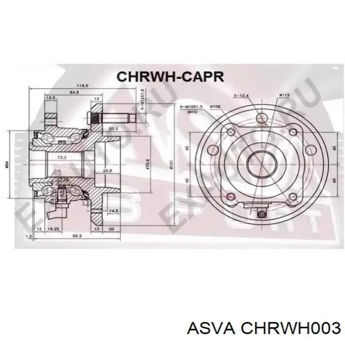 CHRWH003 Asva cubo de rueda delantero