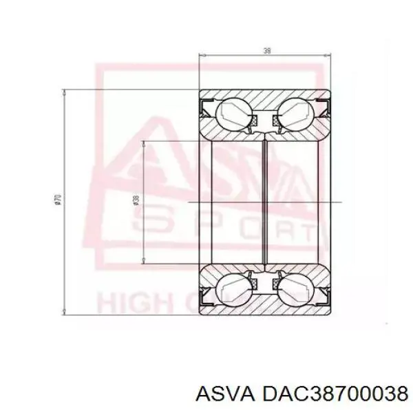 DAC38700038 Asva cojinete de rueda delantero