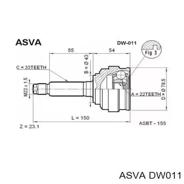 DW011 Asva junta homocinética exterior delantera