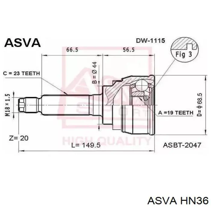 HN36 Asva junta homocinética exterior delantera