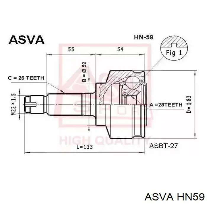 HN59 Asva junta homocinética exterior delantera