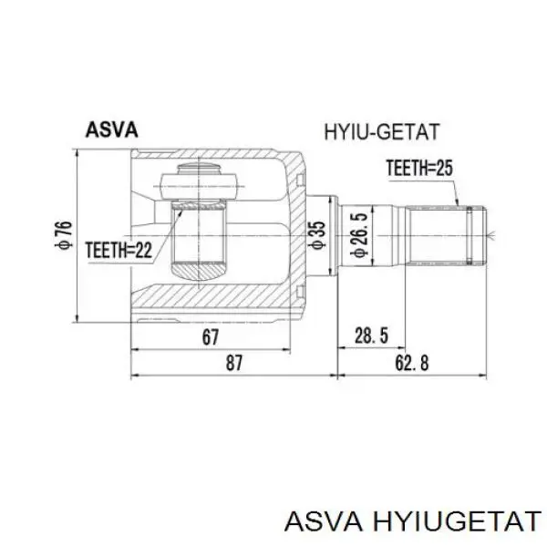 Junta homocinética interna delantera Tangun J21006 precio, desde 45,68 EUR