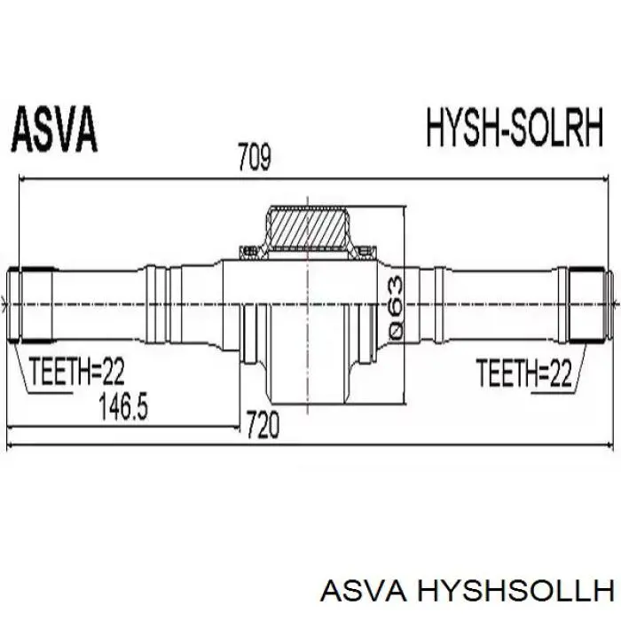 HYSHSOLLH Asva árbol de transmisión delantero izquierdo