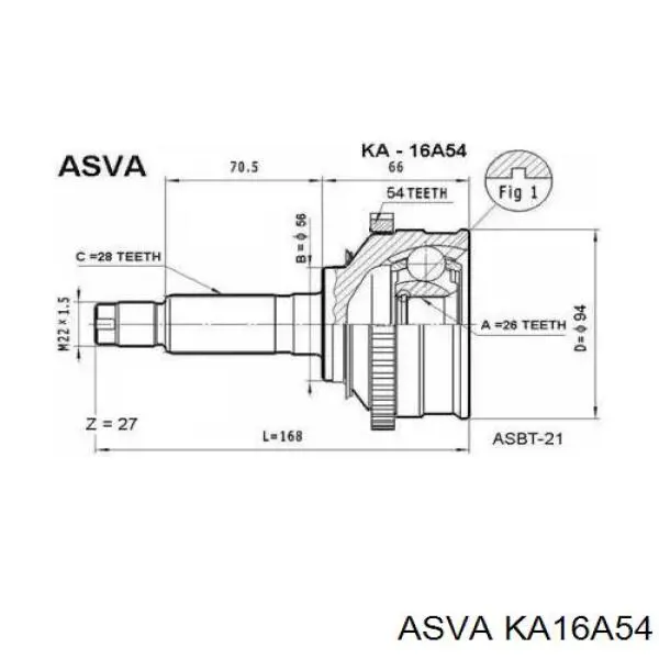 KA16A54 Asva árbol de transmisión delantero derecho