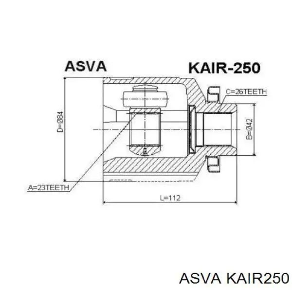 KAIR250 Asva junta homocinética interior delantera derecha