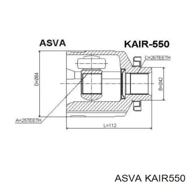 KAIR550 Asva junta homocinética interior delantera derecha
