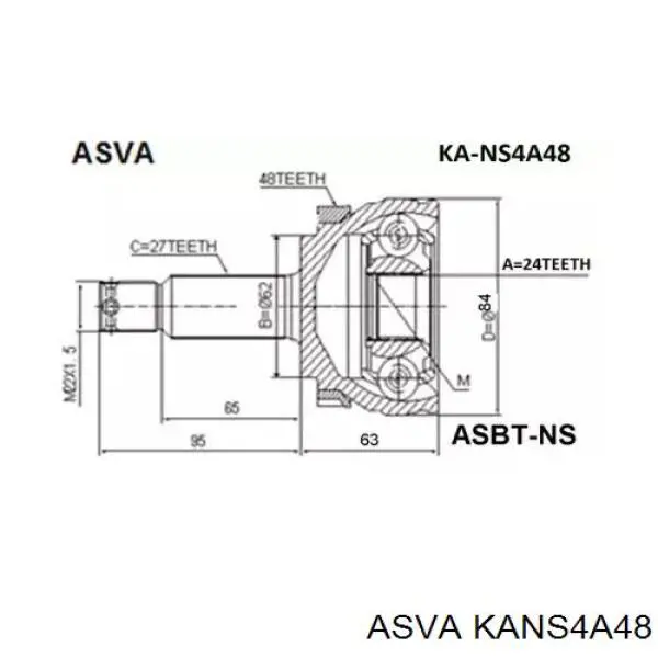KANS4A48 Asva junta homocinética exterior delantera