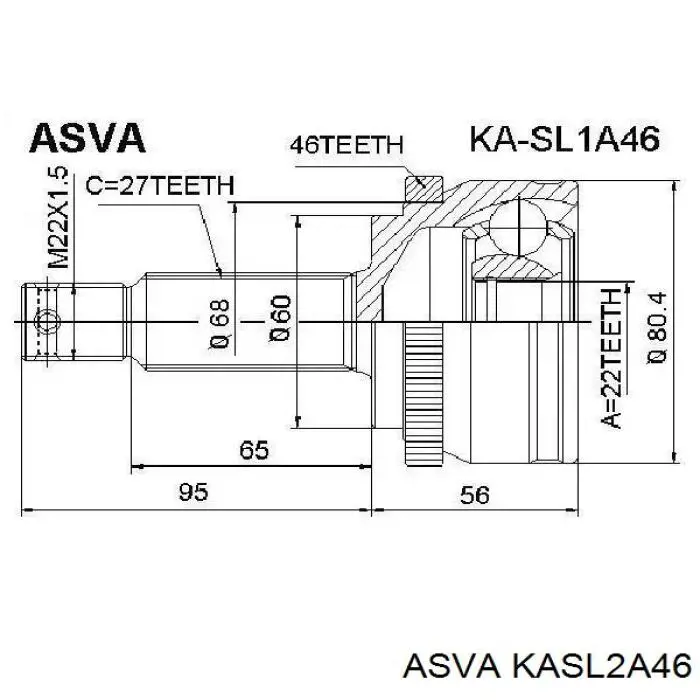 KASL2A46 Asva junta homocinética exterior delantera