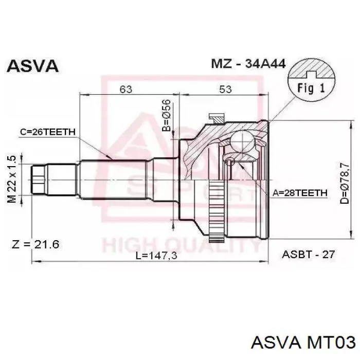 Junta homocinética exterior delantera Mitsubishi Galant 8 EA