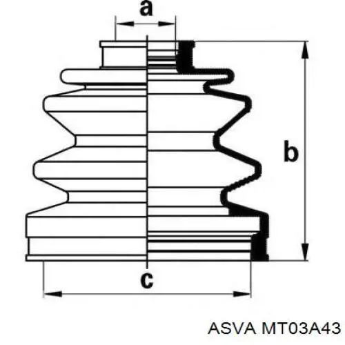 mt03a43 Asva junta homocinética exterior delantera