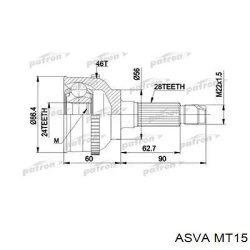 MT15 Asva junta homocinética exterior delantera