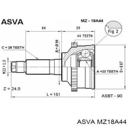 Junta homocinética exterior delantera HDK MA018A44 precio, desde 34,24 EUR